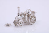 Locomotive Charm, Made from Solid Cast Sterling Silver, Complete with Attachment Link