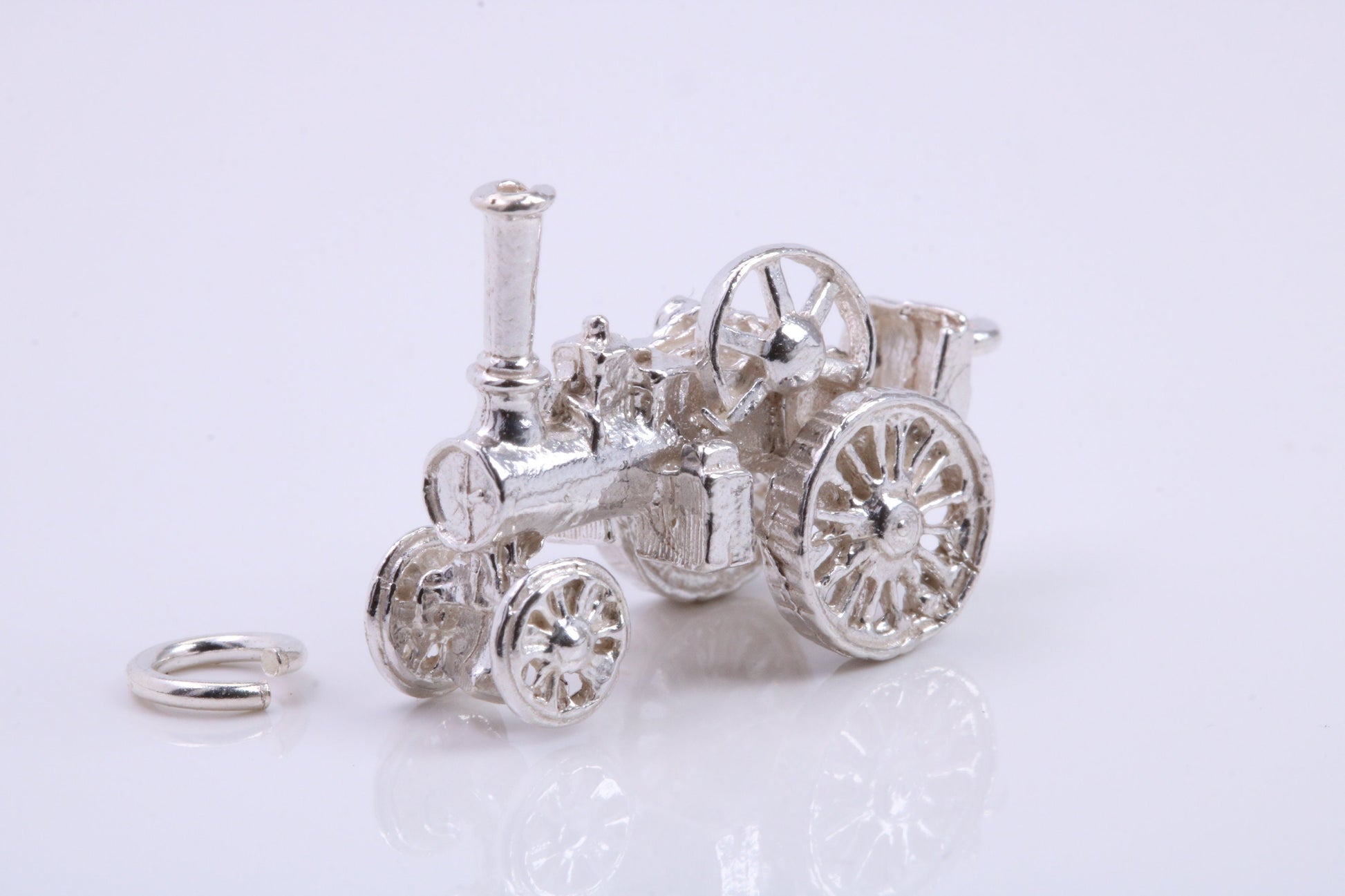 Locomotive Charm, Traditional Charm, Made from Solid 925 Grade Sterling Silver, Complete with Attachment Link
