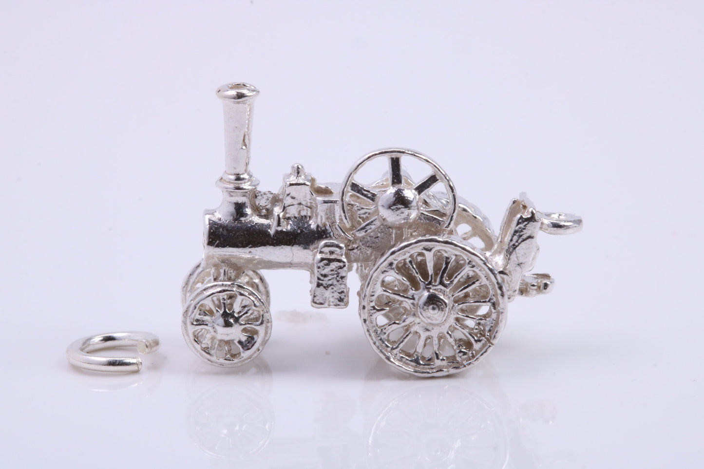 Locomotive Charm, Traditional Charm, Made from Solid 925 Grade Sterling Silver, Complete with Attachment Link
