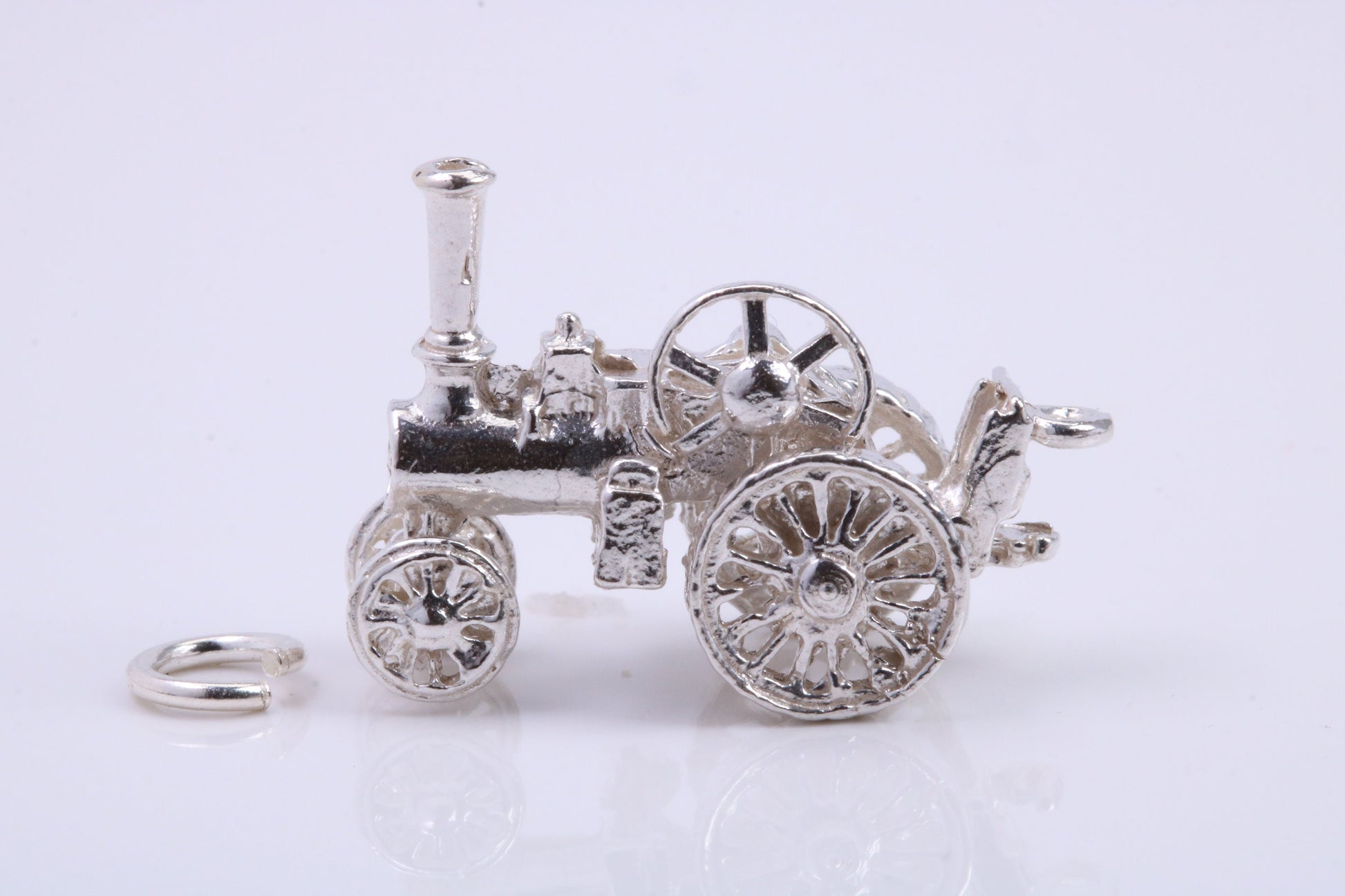Locomotive Charm, Traditional Charm, Made from Solid 925 Grade Sterling Silver, Complete with Attachment Link