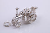 Locomotive Charm, Made from Solid Cast Sterling Silver, Complete with Attachment Link