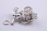 Locomotive Charm, Made from Solid Cast Sterling Silver, Complete with Attachment Link