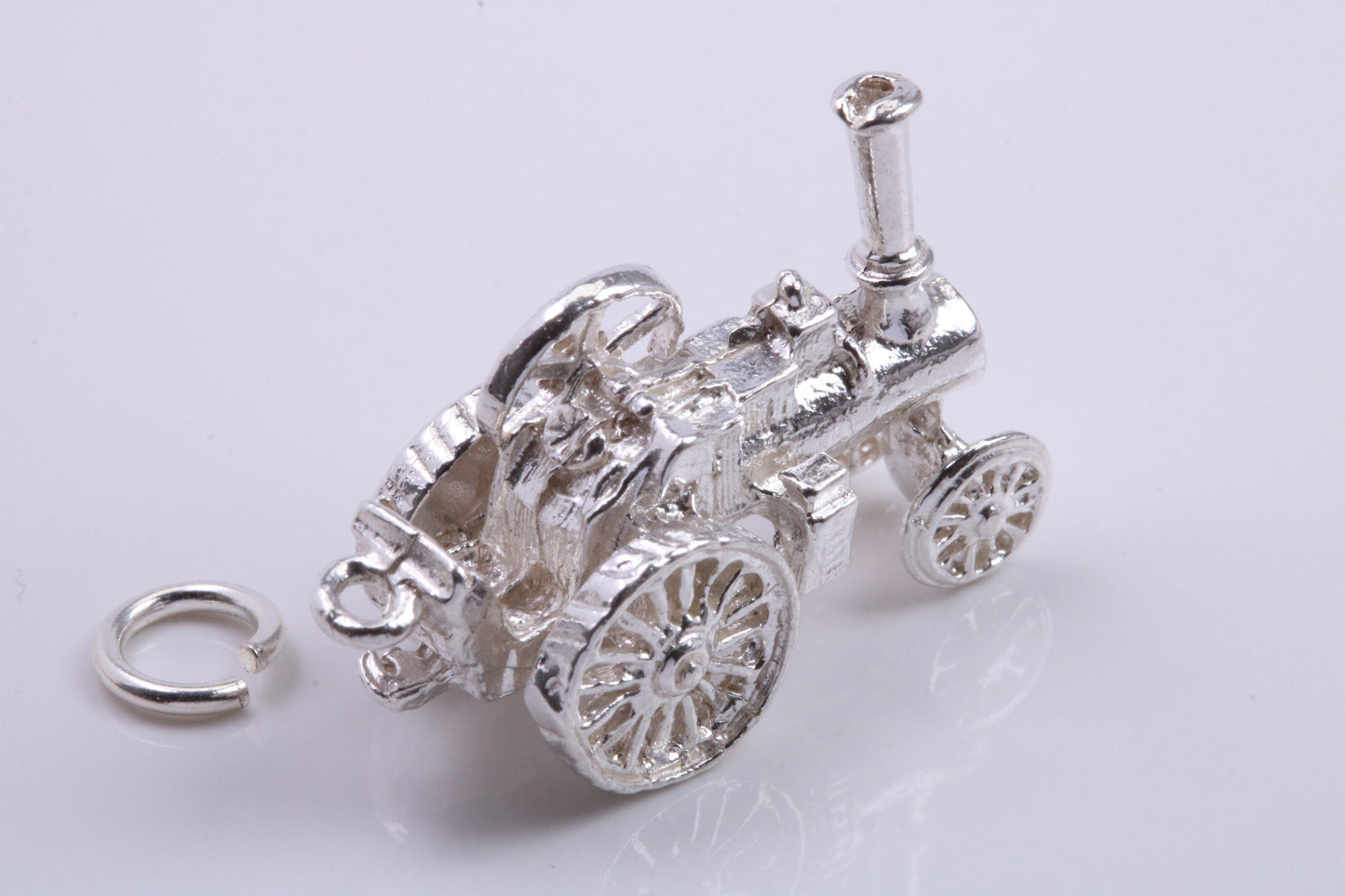 Locomotive Charm, Traditional Charm, Made from Solid 925 Grade Sterling Silver, Complete with Attachment Link