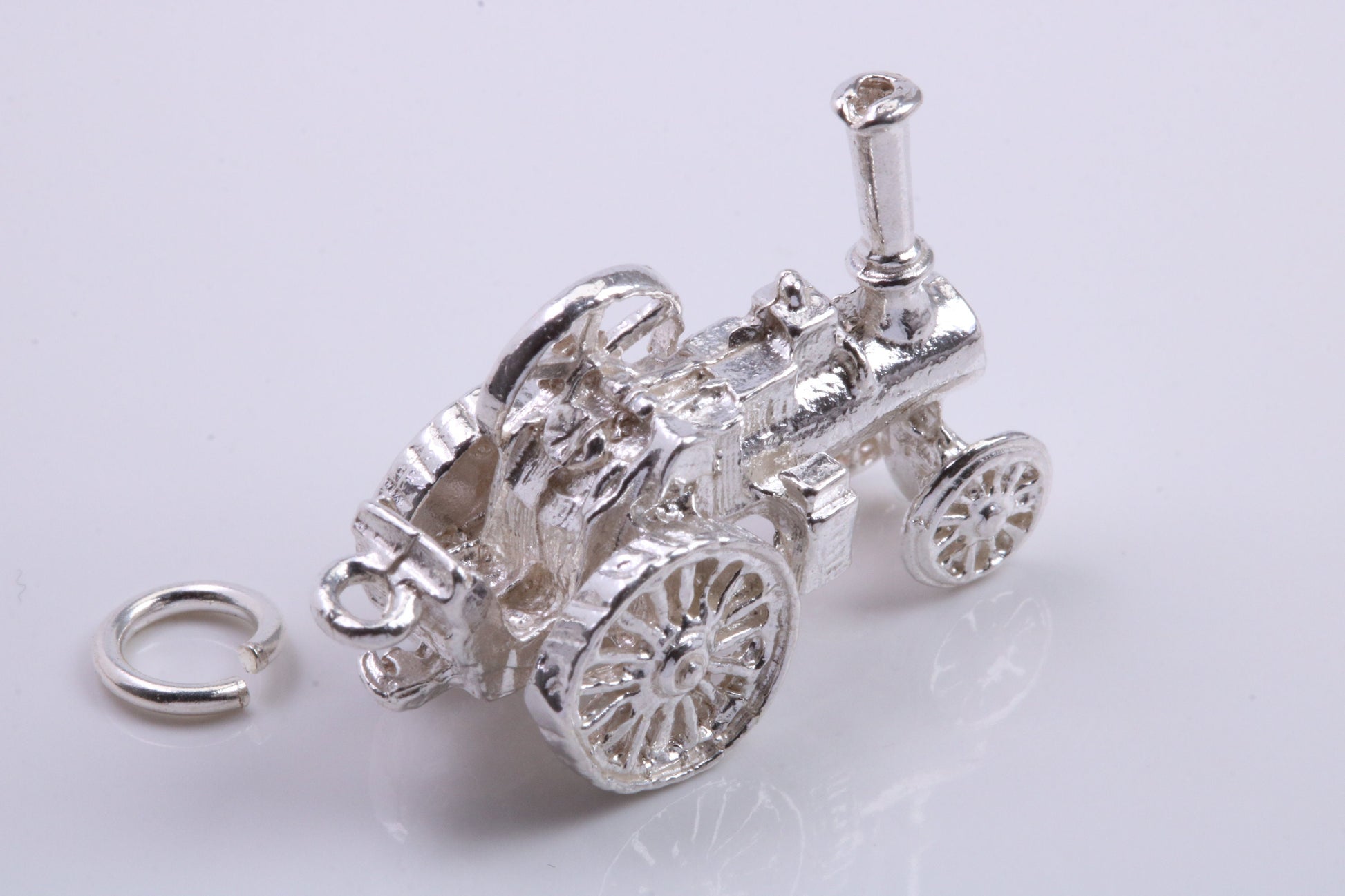 Locomotive Charm, Traditional Charm, Made from Solid 925 Grade Sterling Silver, Complete with Attachment Link