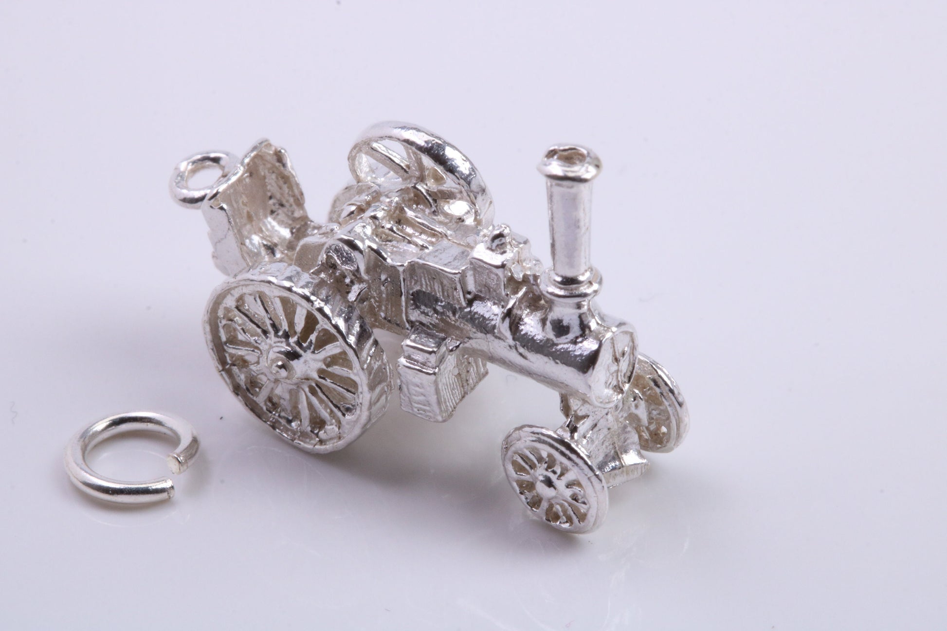 Locomotive Charm, Traditional Charm, Made from Solid 925 Grade Sterling Silver, Complete with Attachment Link