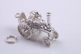 Locomotive Charm, Made from Solid Cast Sterling Silver, Complete with Attachment Link