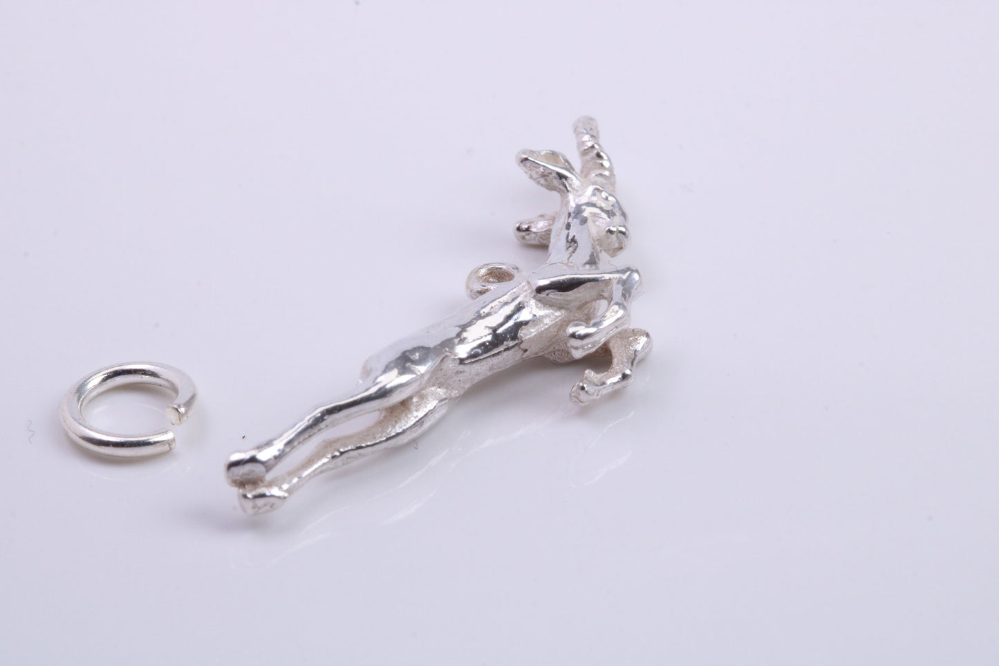 Jumping Gazelle Charm, Traditional Charm, Made from Solid 925 Grade Sterling Silver, Complete with Attachment Link