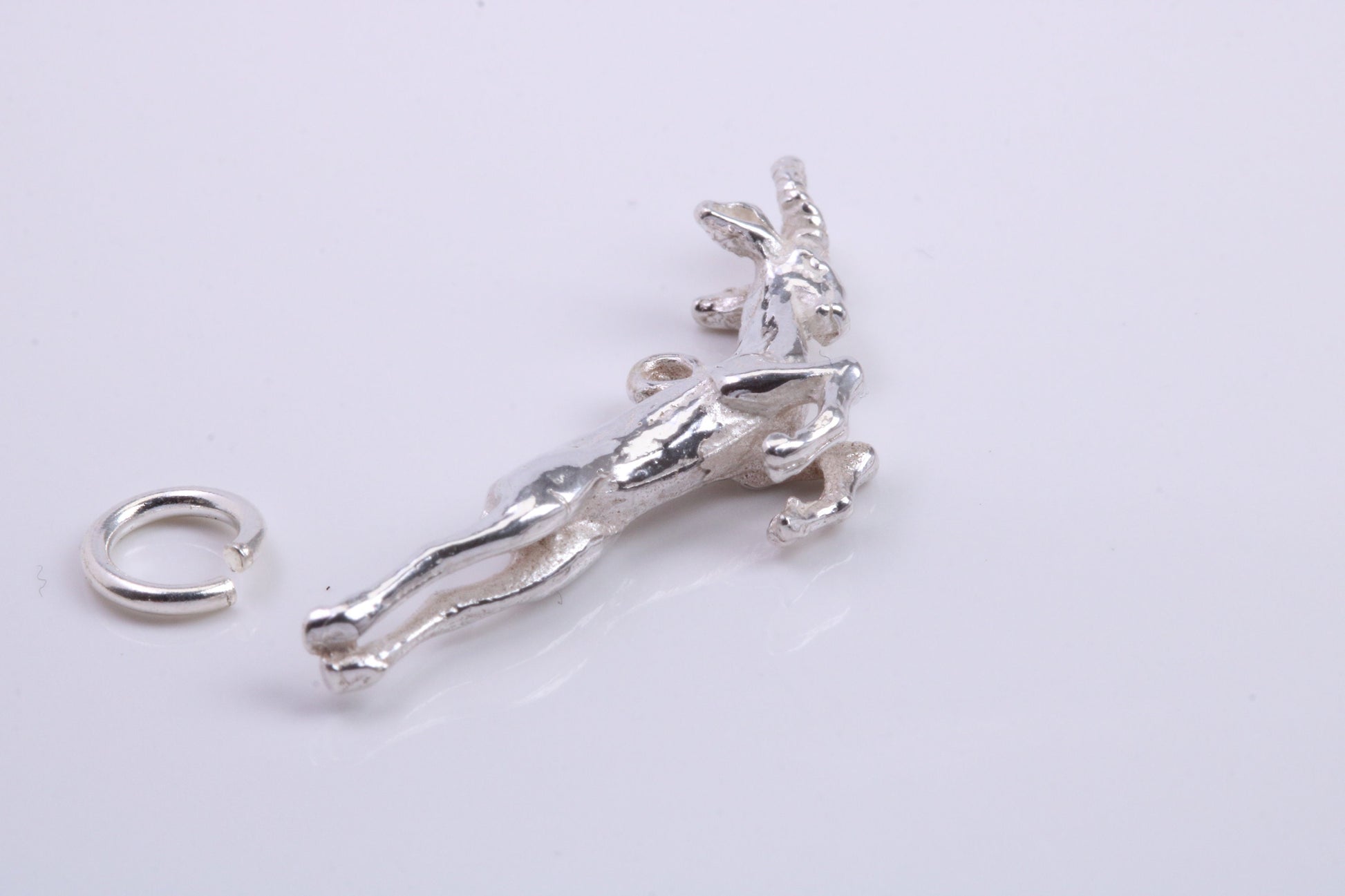 Jumping Gazelle Charm, Traditional Charm, Made from Solid 925 Grade Sterling Silver, Complete with Attachment Link