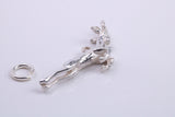 Jumping Gazelle Charm, Traditional Charm, Made from Solid 925 Grade Sterling Silver, Complete with Attachment Link