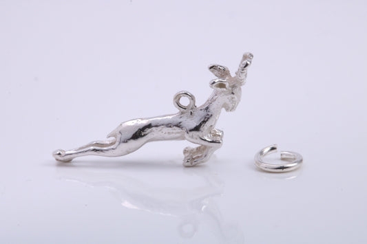 Jumping Gazelle Charm, Traditional Charm, Made from Solid 925 Grade Sterling Silver, Complete with Attachment Link