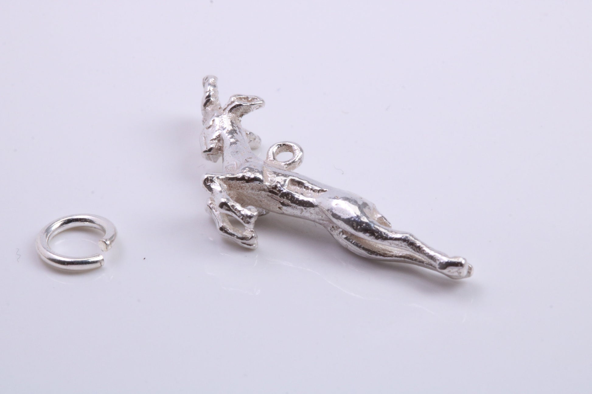 Jumping Gazelle Charm, Traditional Charm, Made from Solid 925 Grade Sterling Silver, Complete with Attachment Link