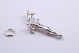 Jumping Gazelle Charm, Traditional Charm, Made from Solid 925 Grade Sterling Silver, Complete with Attachment Link