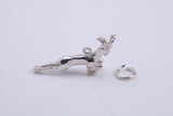 Jumping Gazelle Charm, Traditional Charm, Made from Solid 925 Grade Sterling Silver, Complete with Attachment Link