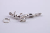 Jumping Gazelle Charm, Traditional Charm, Made from Solid 925 Grade Sterling Silver, Complete with Attachment Link