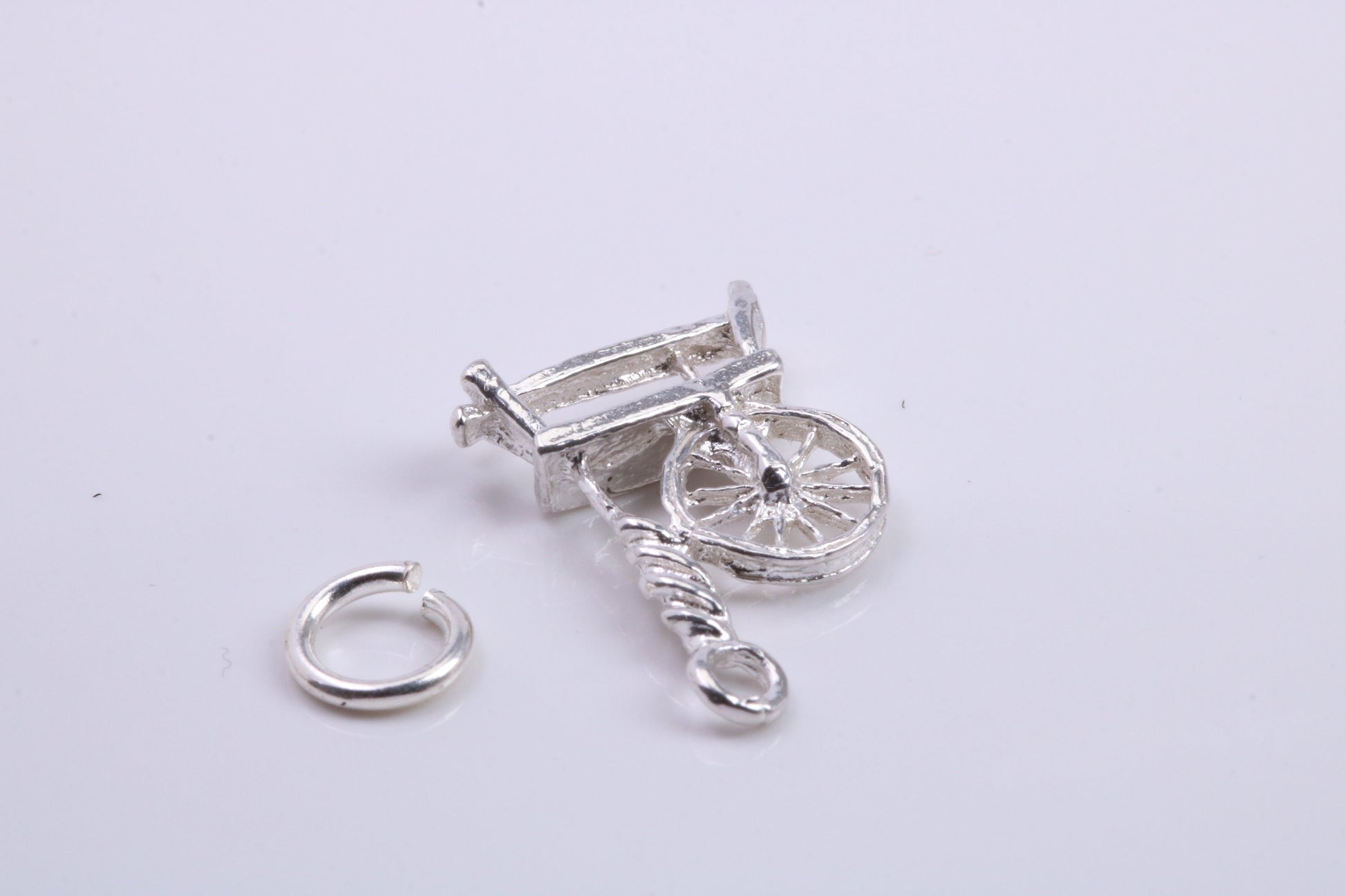 Yarn Spinning Wheel Charm, Traditional Charm, Made from Solid 925 Grade Sterling Silver, Complete with Attachment Link