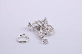 Yarn Spinning Wheel Charm, Traditional Charm, Made from Solid 925 Grade Sterling Silver, Complete with Attachment Link