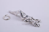 Lady Sunbathing Charm, Traditional Charm, Made from Solid 925 Grade Sterling Silver, Complete with Attachment Link