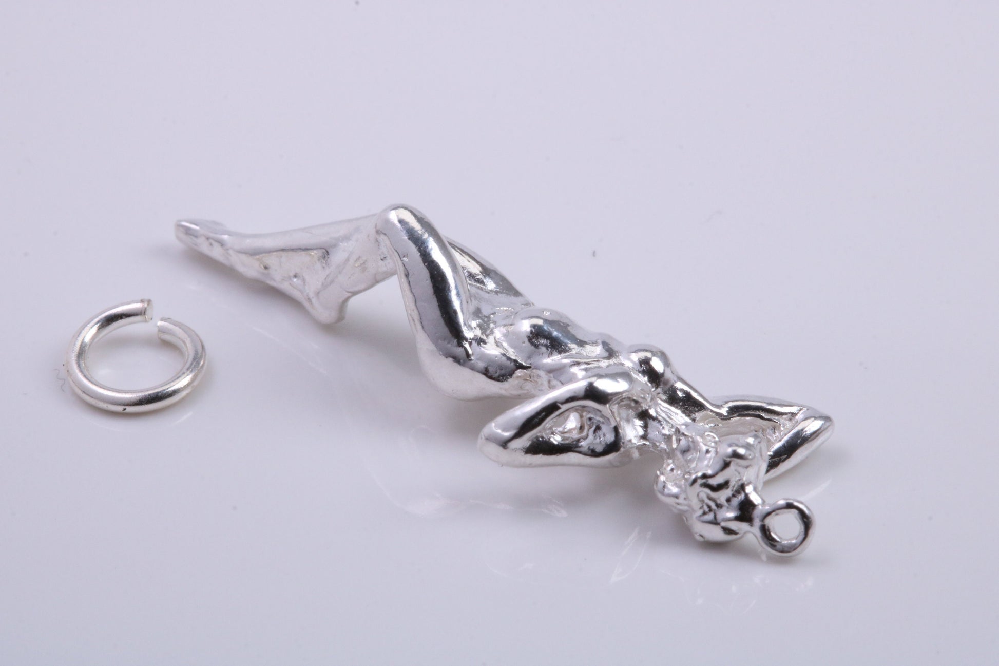 Lady Sunbathing Charm, Traditional Charm, Made from Solid 925 Grade Sterling Silver, Complete with Attachment Link