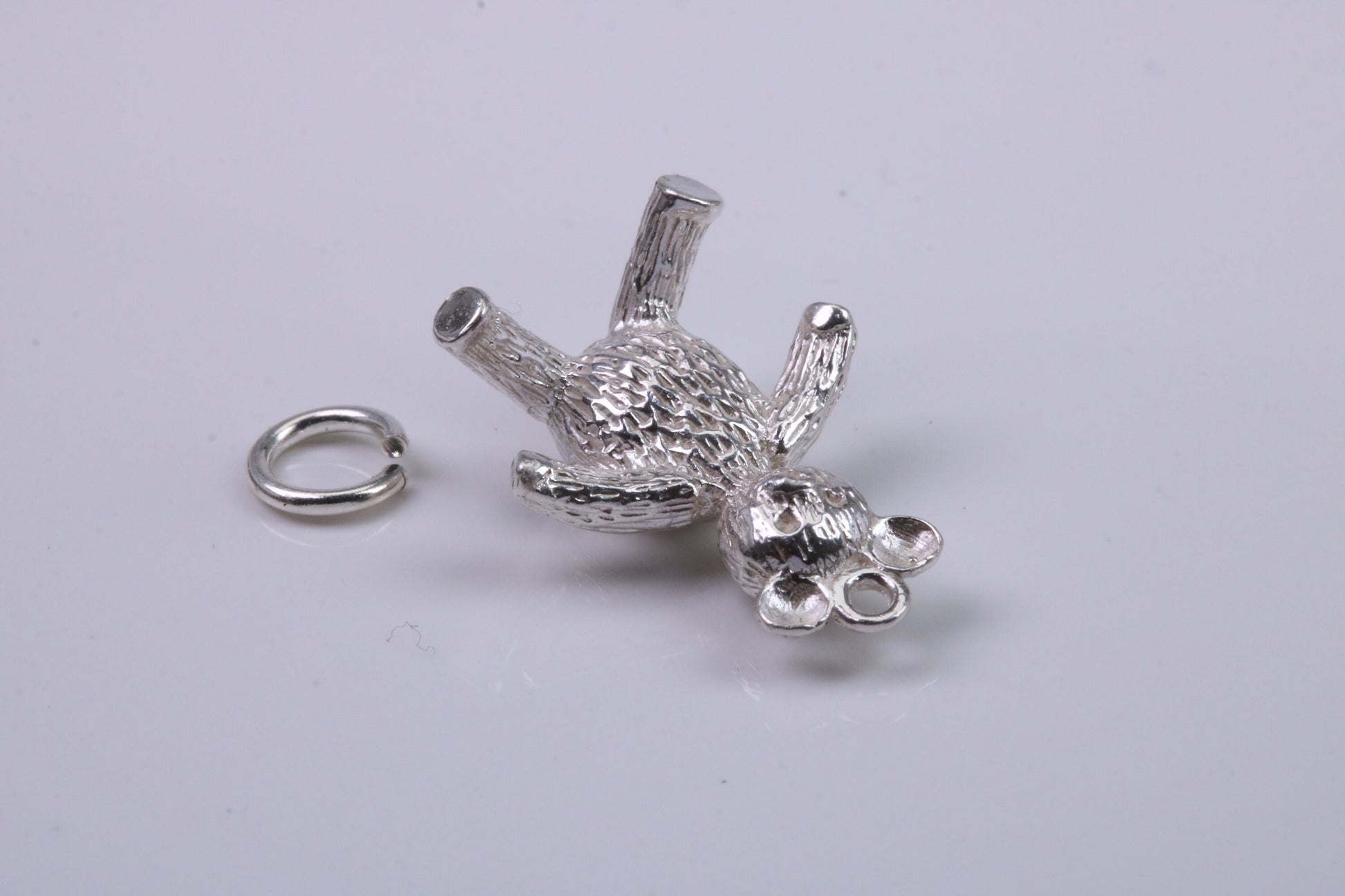 Teddy Bear Charm, Traditional Charm, Made from Solid 925 Grade Sterling Silver, Complete with Attachment Link