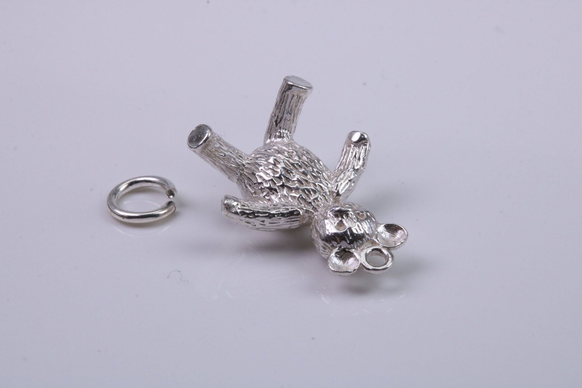 Teddy Bear Charm, Traditional Charm, Made from Solid 925 Grade Sterling Silver, Complete with Attachment Link