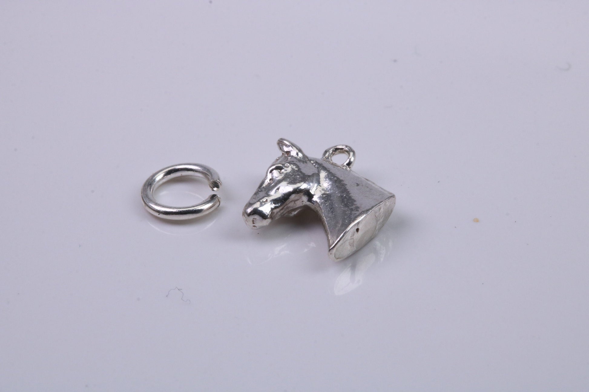 Horse Head Charm, Traditional Charm, Made from Solid 925 Grade Sterling Silver, Complete with Attachment Link