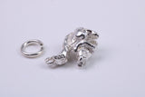 Squirrel Charm, Made from Solid Cast Silver, Complete with Attachment Link