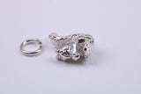 Squirrel Charm, Made from Solid Cast Silver, Complete with Attachment Link