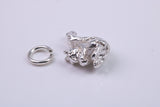 Squirrel Charm, Made from Solid Cast Silver, Complete with Attachment Link
