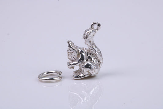 Squirrel Charm, Traditional Charm, Made from Solid 925 Grade Sterling Silver, Complete with Attachment Link