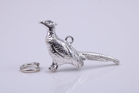 Pheasant Charm, Traditional Charm, Made from Solid 925 Grade Sterling Silver, Complete with Attachment Link