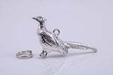 Pheasant Charm, Made from Solid Cast Silver, Complete with Attachment Link