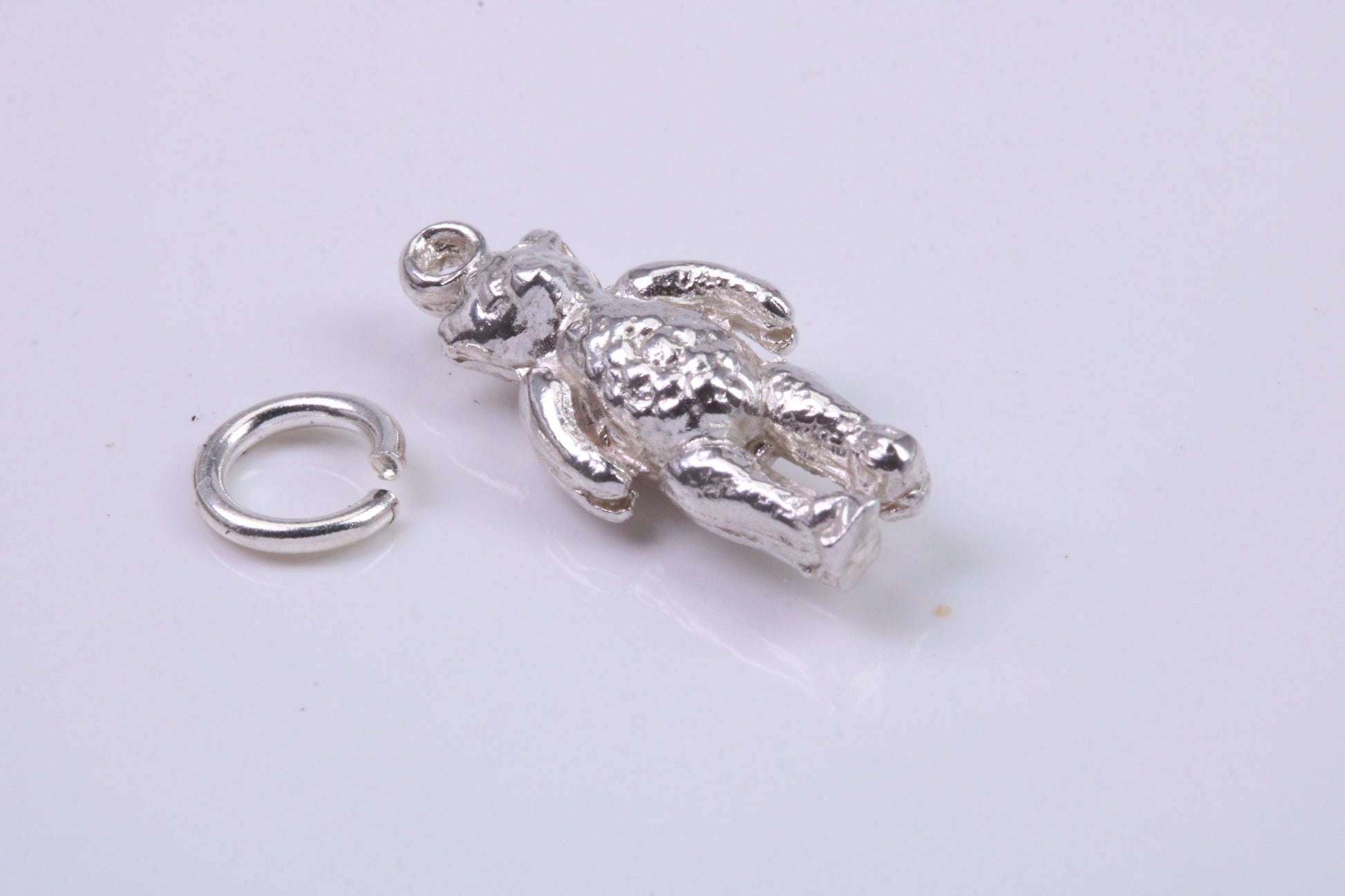 Teddy Bear Charm, Traditional Charm, Made from Solid 925 Grade Sterling Silver, Complete with Attachment Link