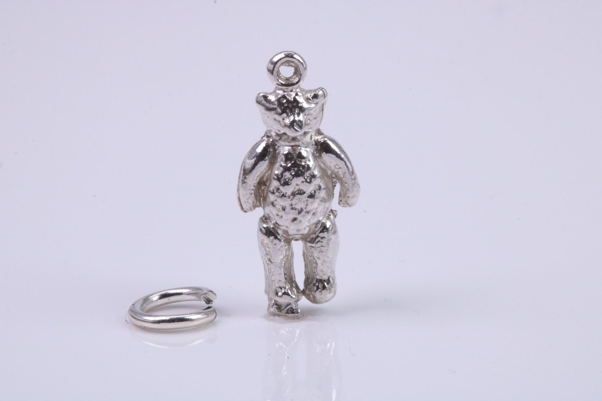 Teddy Bear Charm, Traditional Charm, Made from Solid 925 Grade Sterling Silver, Complete with Attachment Link