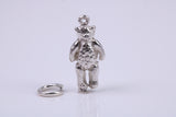 Teddy Bear Charm, Traditional Charm, Made from Solid 925 Grade Sterling Silver, Complete with Attachment Link