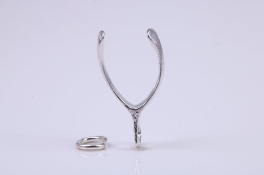 Wish Bone Charm, Traditional Charm, Made from Solid 925 Grade Sterling Silver, Complete with Attachment Link