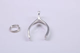 Wish Bone Charm, Traditional Charm, Made from Solid 925 Grade Sterling Silver, Complete with Attachment Link