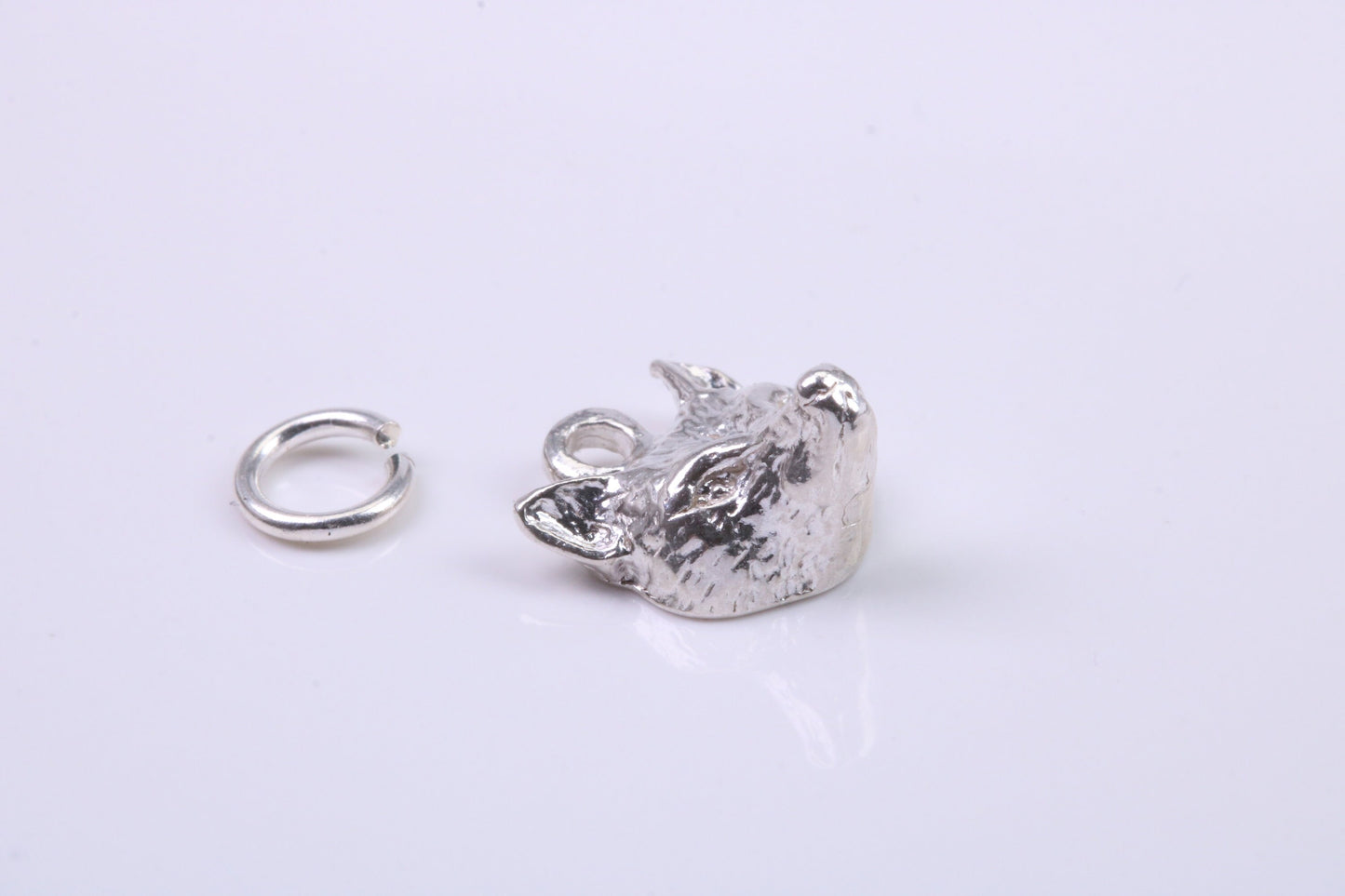 Fox Head Charm, Traditional Charm, Made from Solid 925 Grade Sterling Silver, Complete with Attachment Link