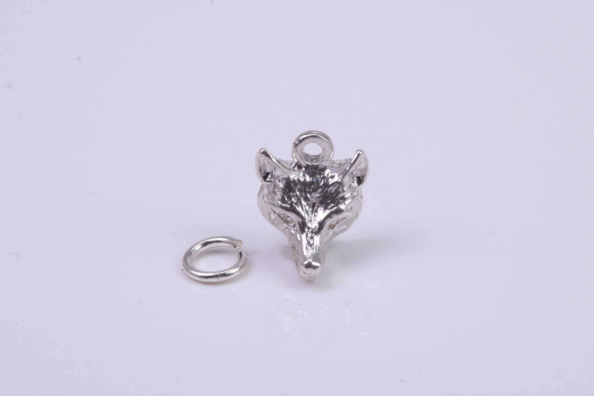 Fox Head Charm, Traditional Charm, Made from Solid 925 Grade Sterling Silver, Complete with Attachment Link