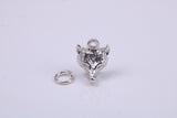 Fox Head Charm, Traditional Charm, Made from Solid 925 Grade Sterling Silver, Complete with Attachment Link