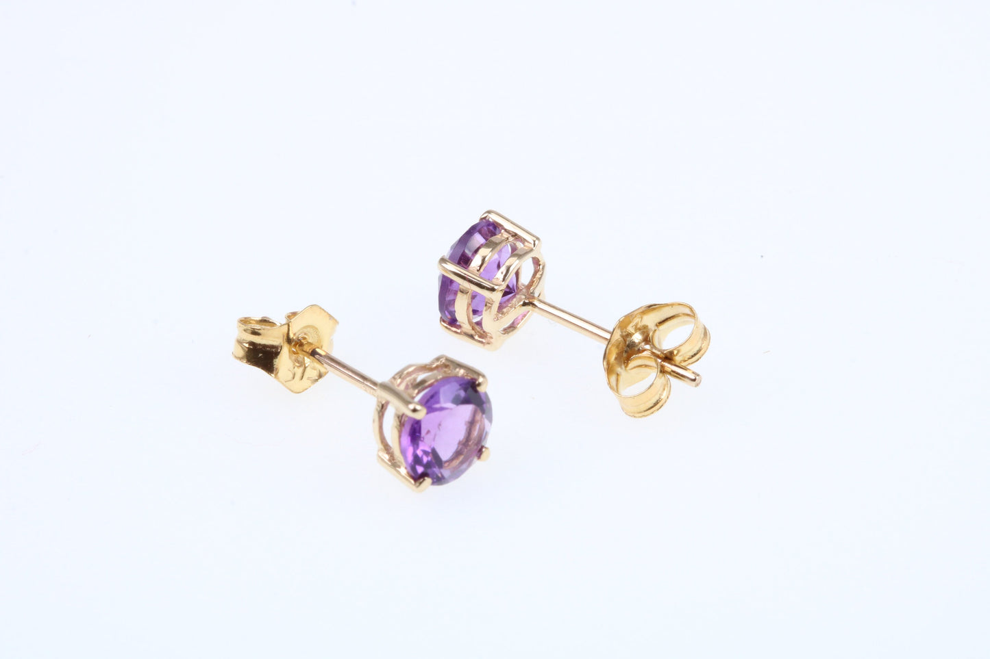 Real February Amethyst set Birthstone Stud Earrings, Made from Solid 9ct Yellow Gold