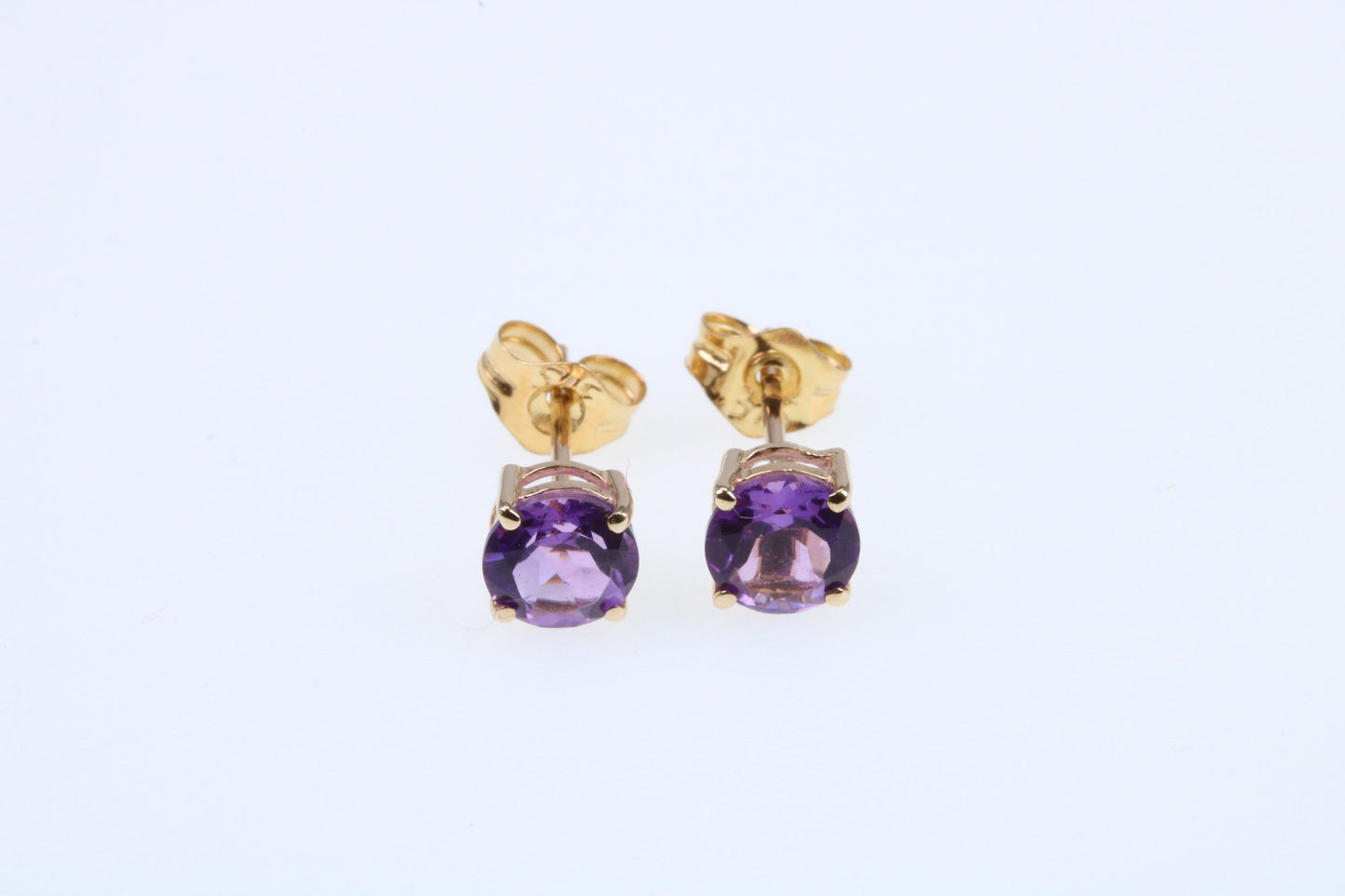 Real February Amethyst set Birthstone Stud Earrings, Made from Solid 9ct Yellow Gold