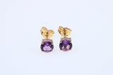 Real February Amethyst set Birthstone Stud Earrings, Made from Solid 9ct Yellow Gold