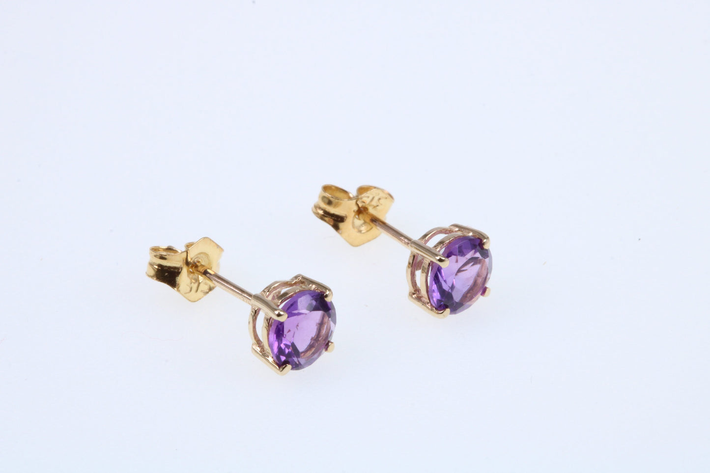 Real February Amethyst set Birthstone Stud Earrings, Made from Solid 9ct Yellow Gold