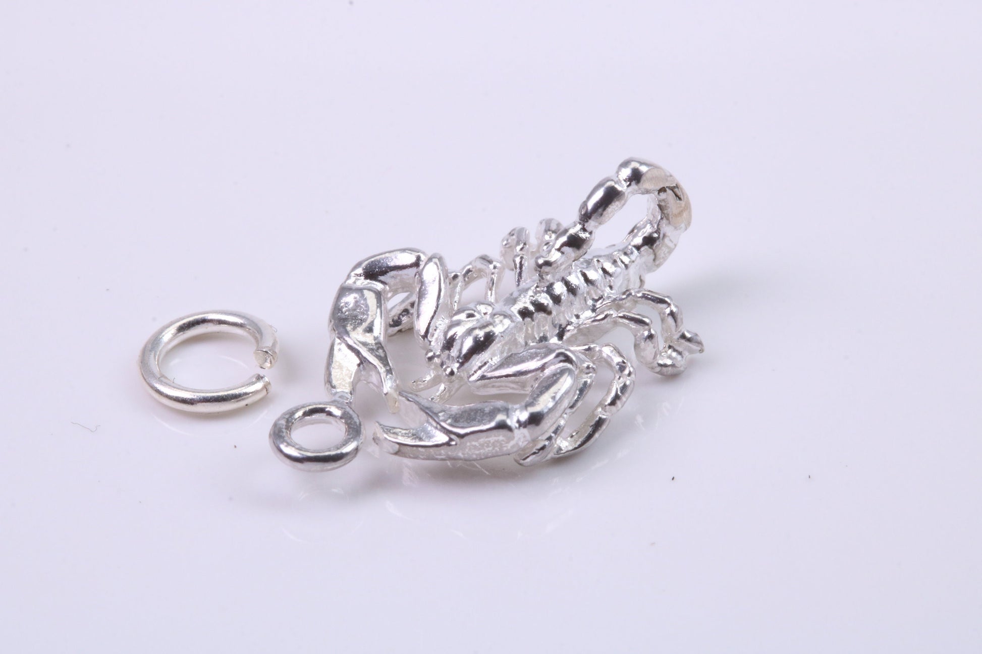 Scorpio Zodiac Sign Charm, Traditional Charm, Made from Solid 925 Grade Sterling Silver, Complete with Attachment Link