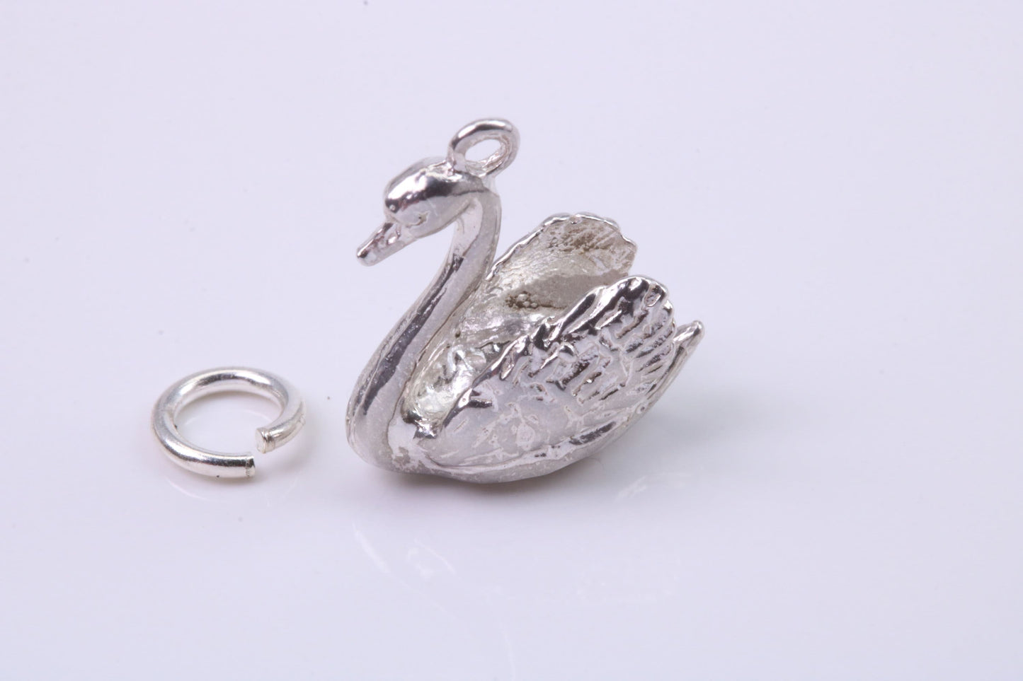 Swan Charm, Traditional Charm, Made from Solid 925 Grade Sterling Silver, Complete with Attachment Link
