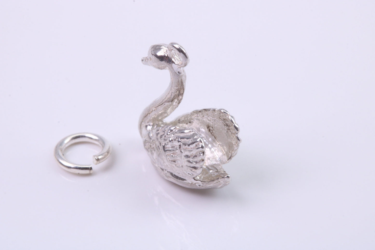 Swan Charm, Traditional Charm, Made from Solid 925 Grade Sterling Silver, Complete with Attachment Link
