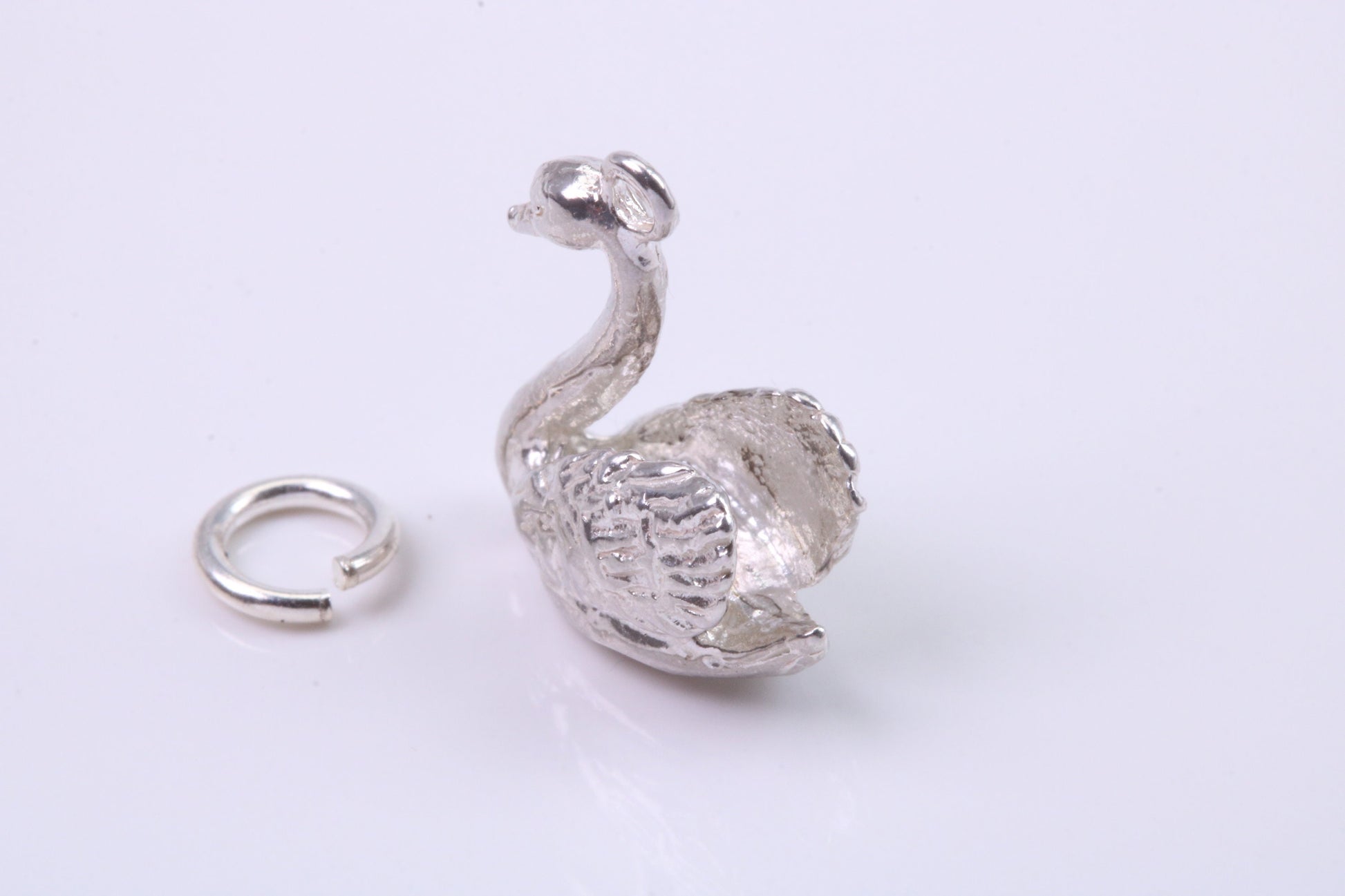 Swan Charm, Traditional Charm, Made from Solid 925 Grade Sterling Silver, Complete with Attachment Link