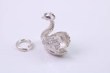 Swan Charm, Made from Solid Cast Silver, Complete with Attachment Link