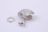 Swan Charm, Made from Solid Cast Silver, Complete with Attachment Link