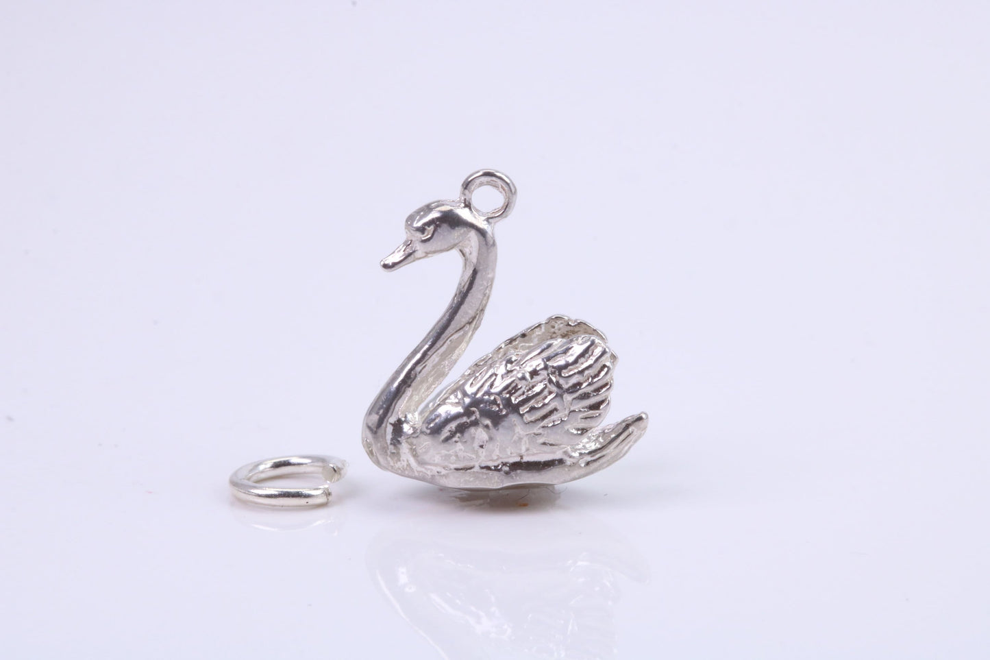Swan Charm, Traditional Charm, Made from Solid 925 Grade Sterling Silver, Complete with Attachment Link